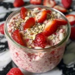 Ready-to-eat strawberries and cream overnight oats