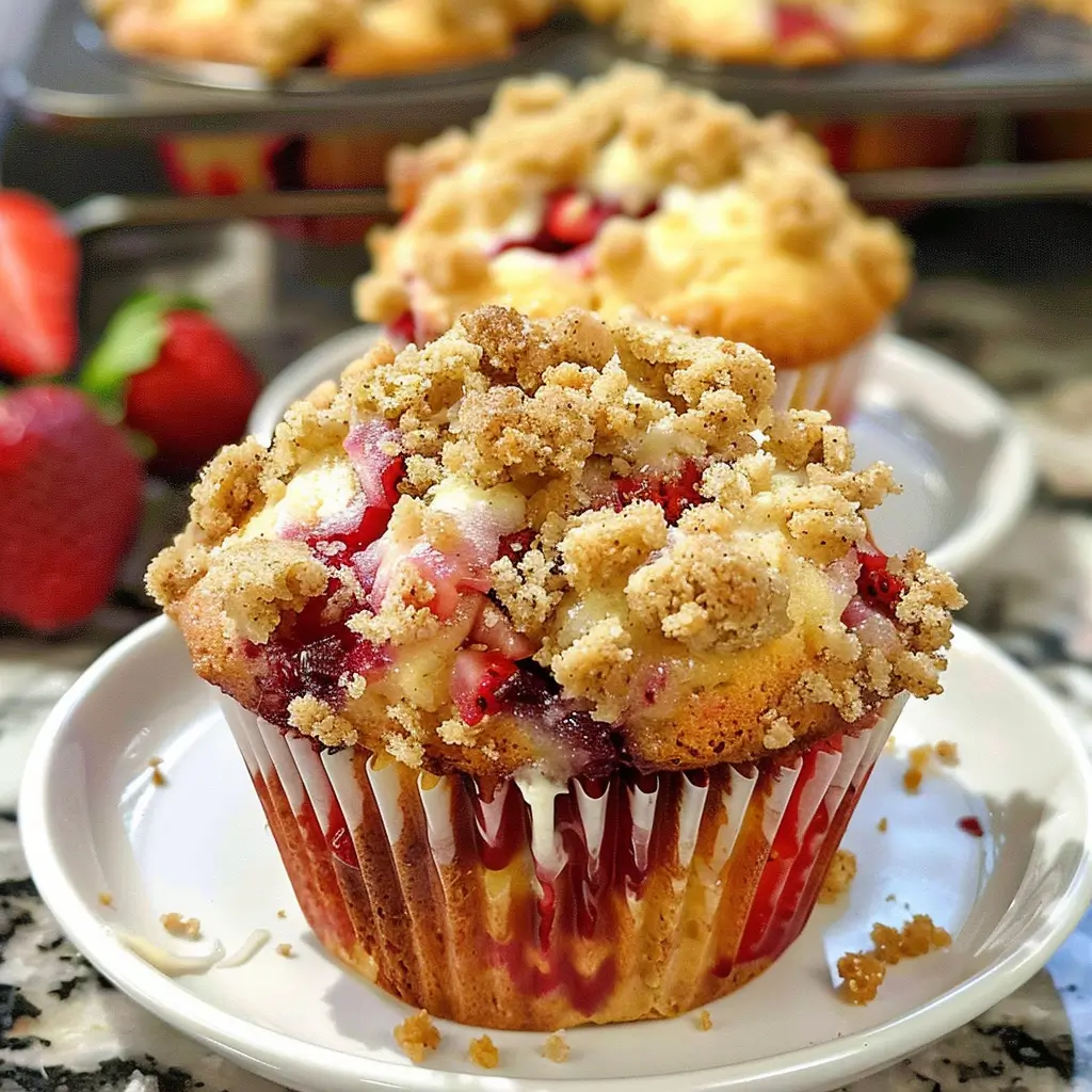 Strawberry Cream Cheese Muffins with Streusel Crumb Topping