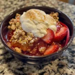 Strawberry Rhubarb Crisp Recipe: Easy, Fruity, and Homemade 4 Strawberry Rhubarb Crisp in a baking dish, golden oat topping