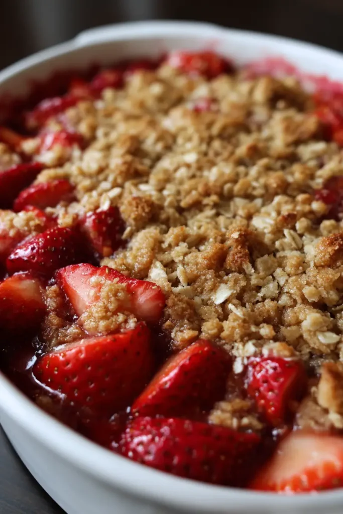 Strawberry Rhubarb Crisp Recipe: Easy, Fruity, and Homemade 3 Serving of Strawberry Rhubarb Crisp with ice cream