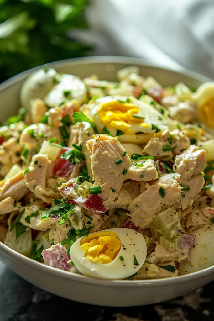 Protein Packed Carnivore Chicken Salad served in lettuce wraps