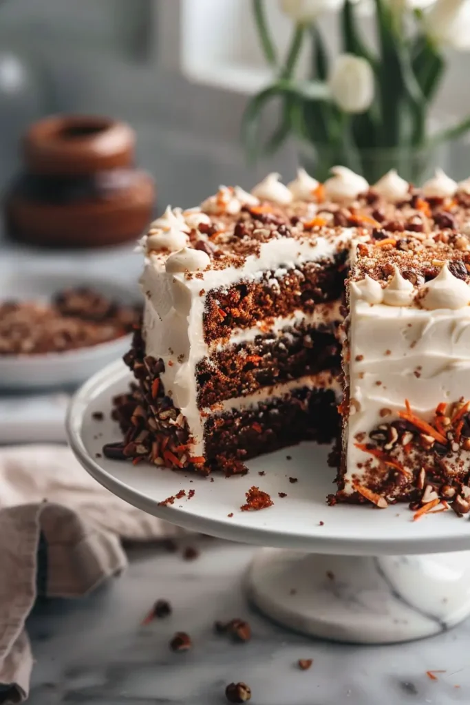 Sliced Carrot Cake on Plate