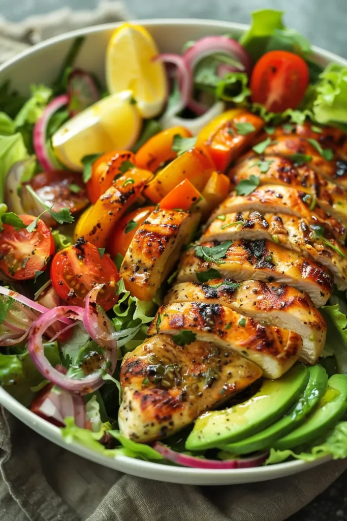 Served Grilled Chicken Cobb Salad with Honey Dijon