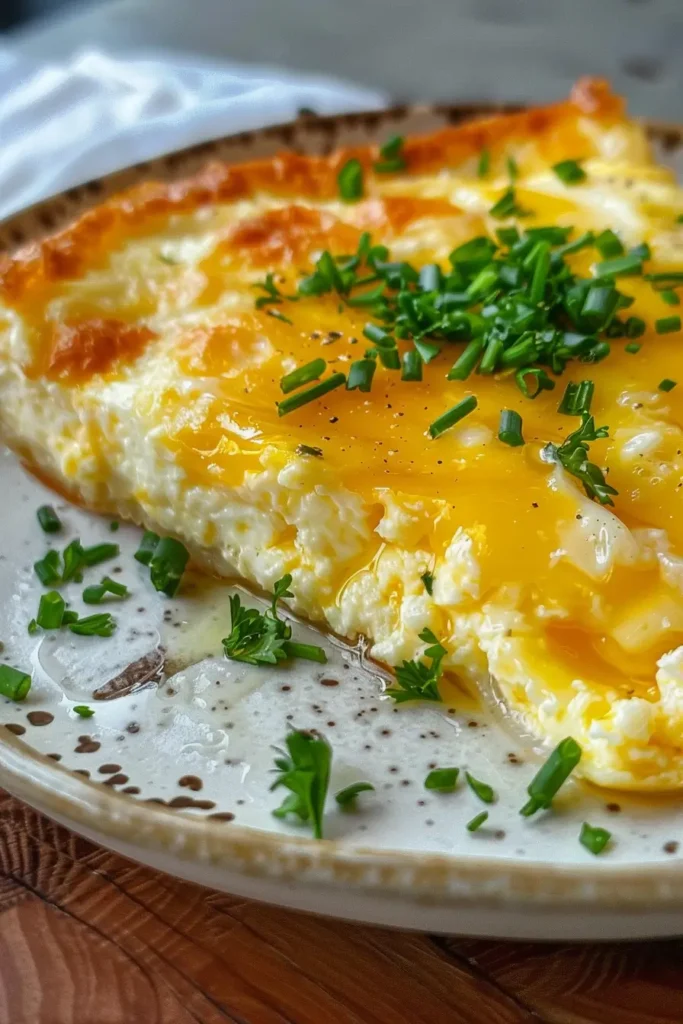 Slice of cottage cheese egg bake on plate