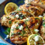 Greek Chicken with Lemon and Feta served on plate