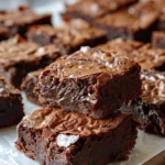 Sliced Greek yogurt brownies on plate