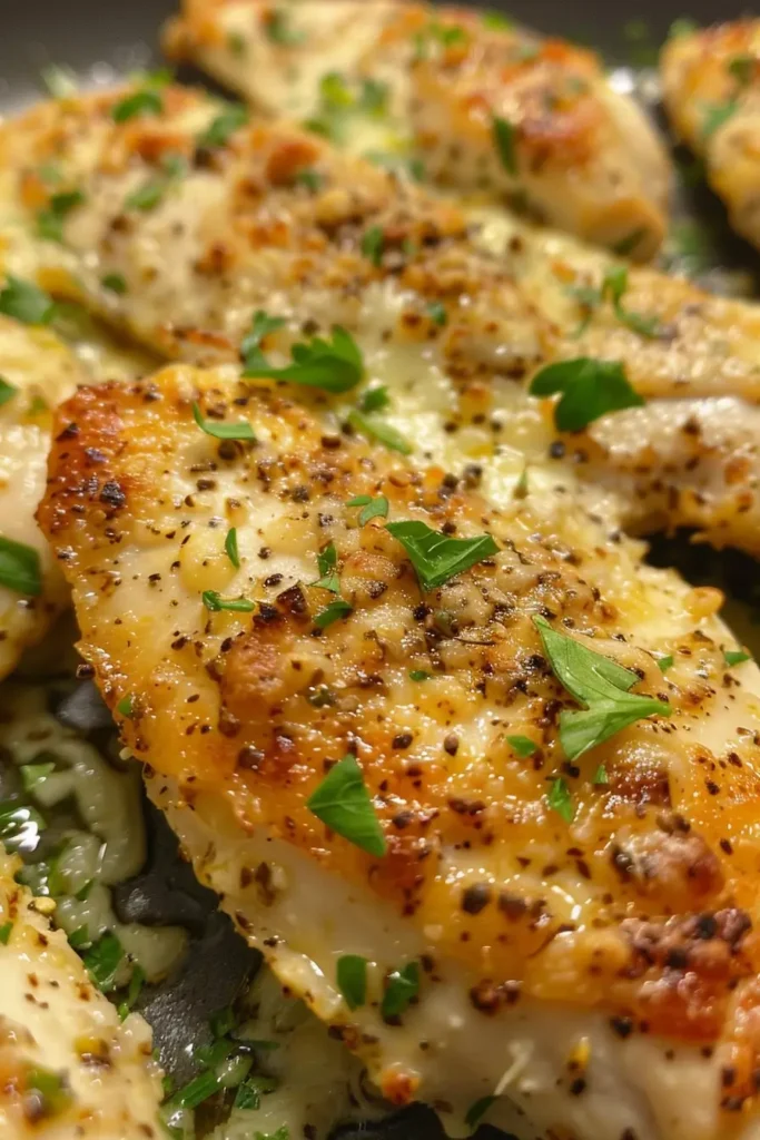 Keto Garlic Parmesan Chicken plated with sides