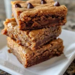 Served Peanut Butter Blondies with a glass of milk