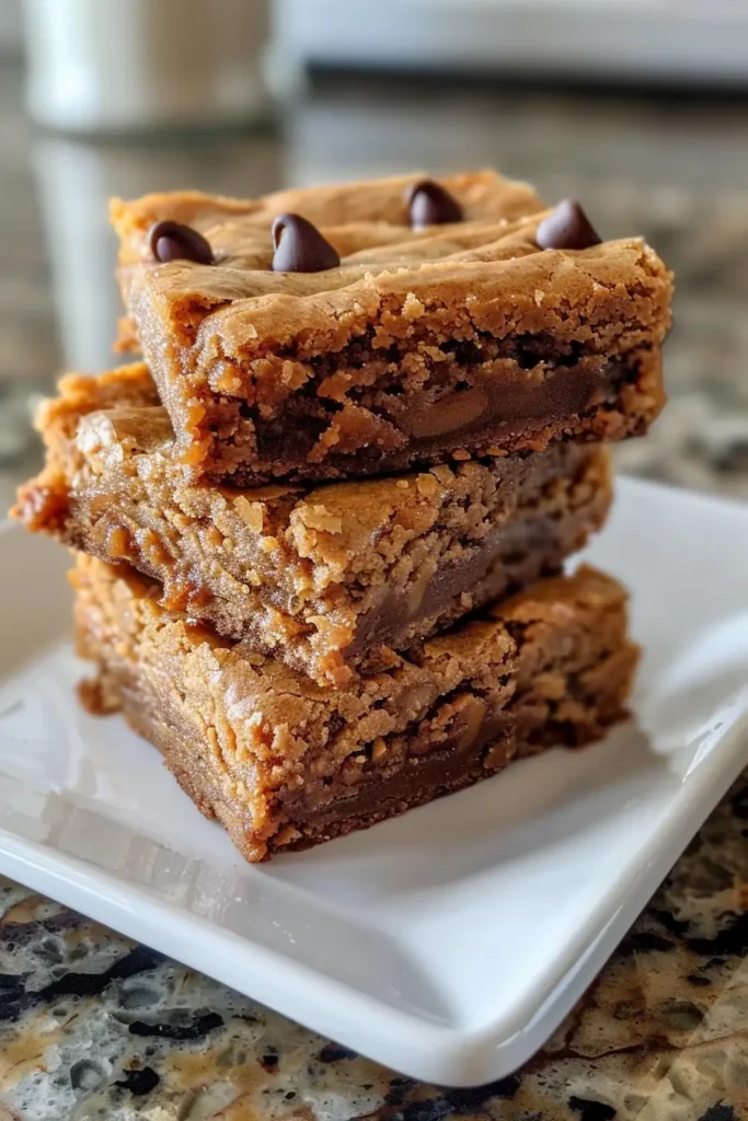 Served Peanut Butter Blondies with a glass of milk