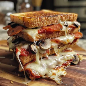 Melty Pizza Grilled Cheese sandwich on a plate