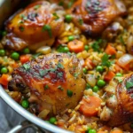 One Pot Chicken and Rice served on a plate