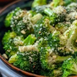 Serving Copycat Longhorn Garlic Parmesan Broccoli