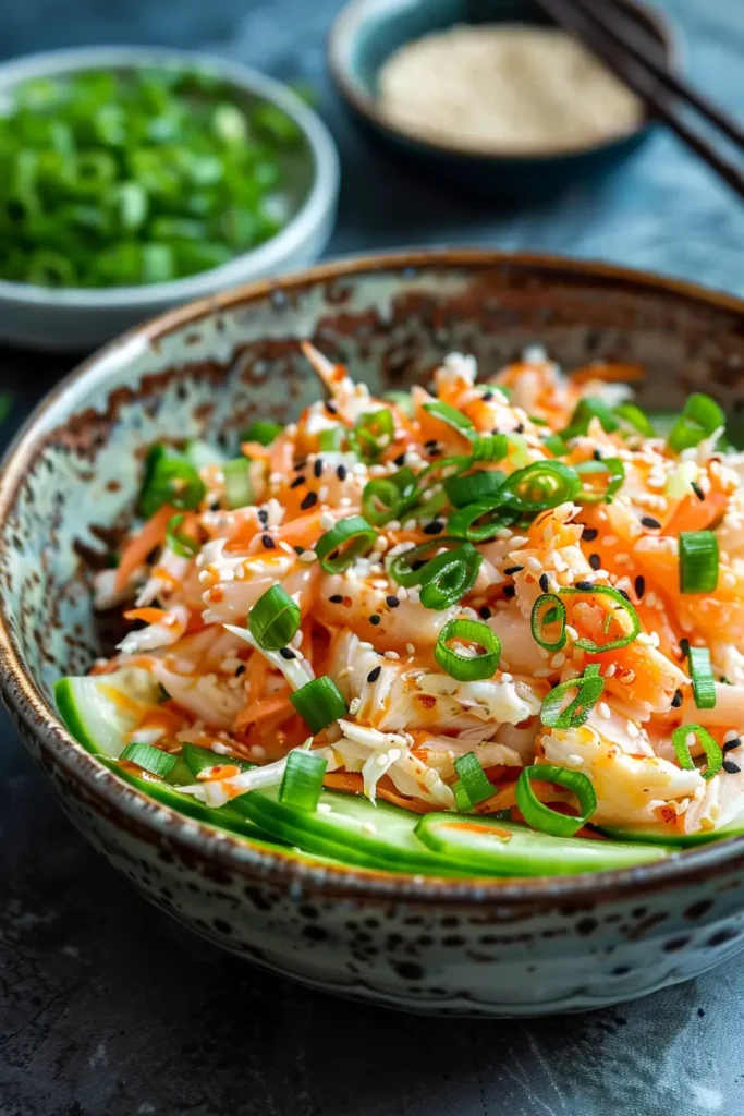 Served spicy kani salad appetizer