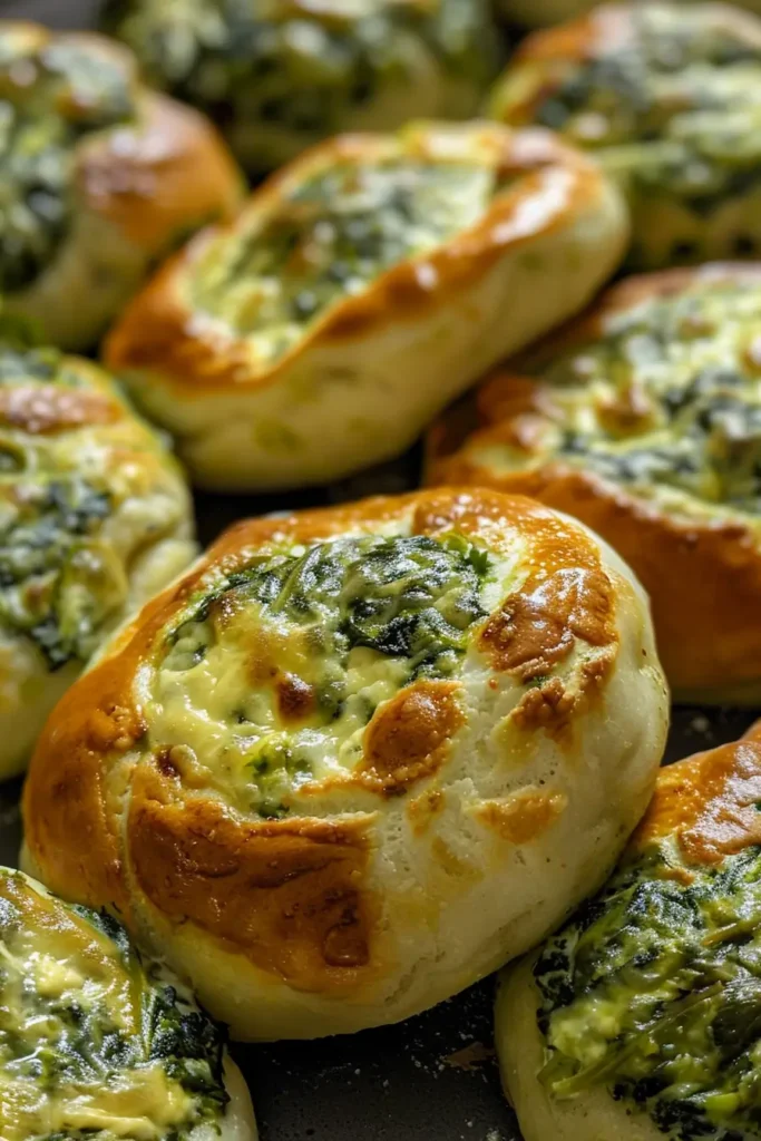 Spinach Cottage Cheese Flagels served with dip