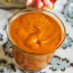 Homemade Yum Yum Sauce served with shrimp and vegetables