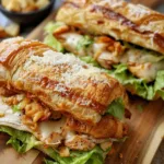 Chicken Caesar croissant sandwich with crisp lettuce and grilled chicken