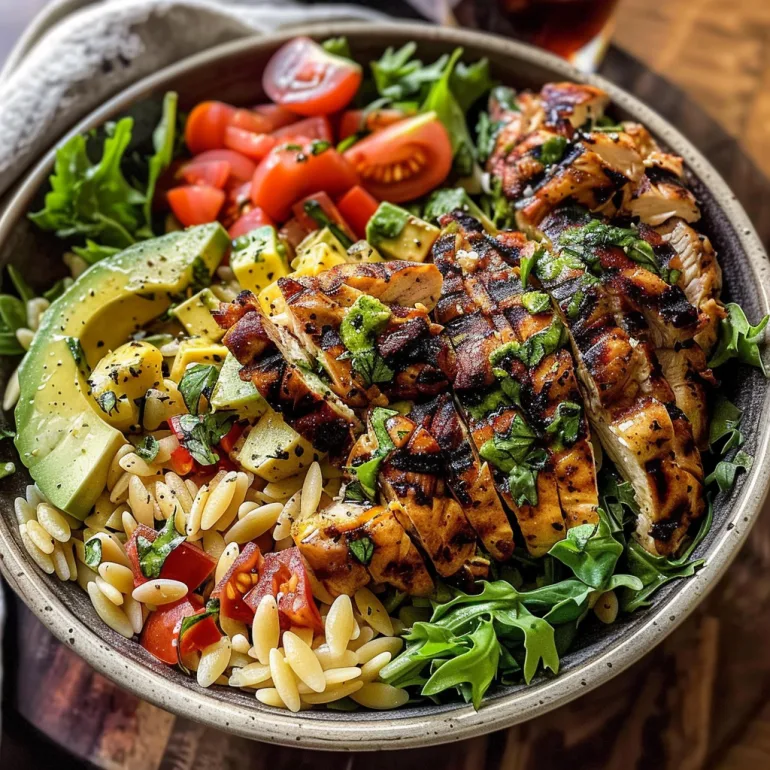 Grilled Chicken Orzo Salad with Avocado