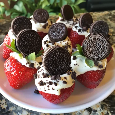 Oreo Truffle-Stuffed Strawberries
