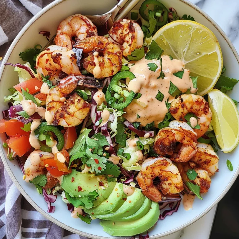 Healthy Shrimp Taco Bowl with Creamy Chipotle Sauce