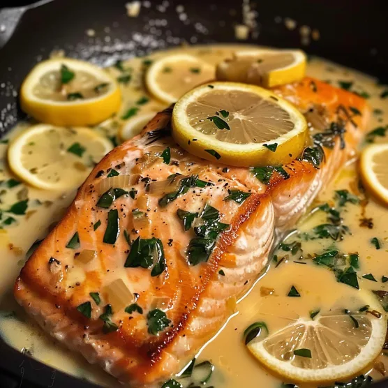 Creamy Lemon Garlic Salmon Piccata