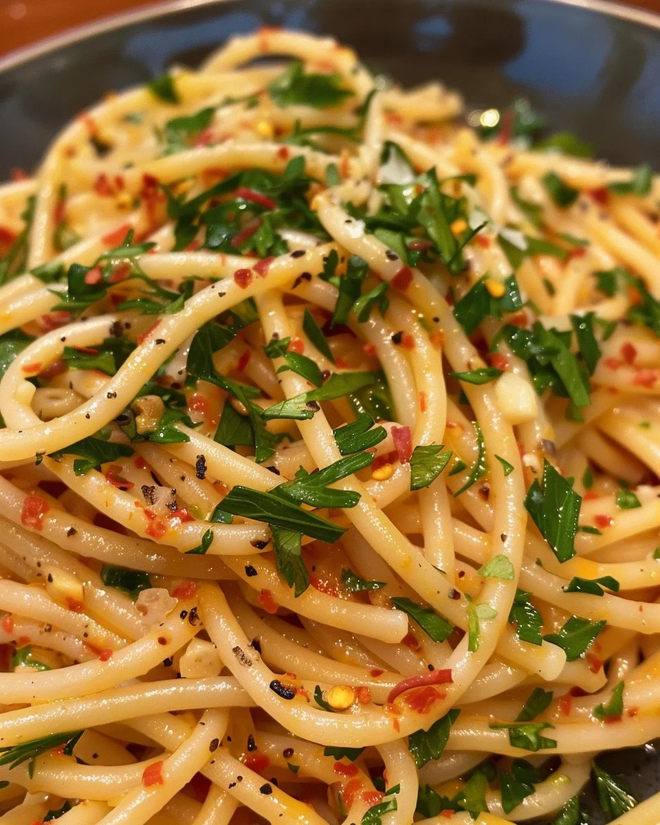 Italian Pasta with Garlic Olive Oil Sauce