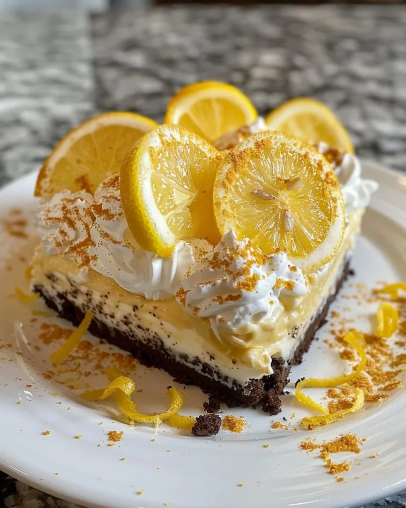 No-Bake Golden Oreo Lemon Dessert with a tangy lemon filling and crumbled Oreos