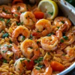 One Pot Marry Me Shrimp and Orzo Pasta dish served in a bowl