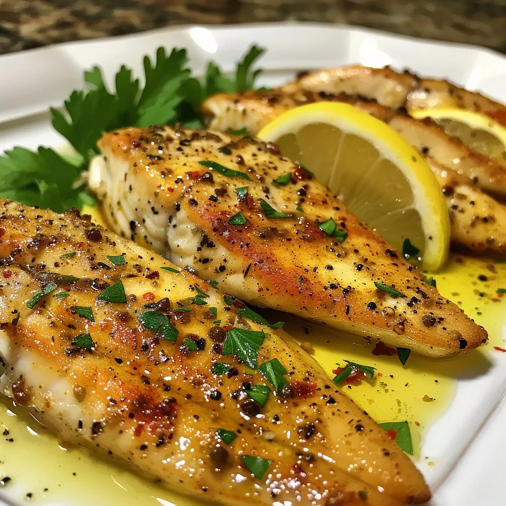 Oven Baked Tilapia 4 Oven baked tilapia fillet served with lemon and herbs