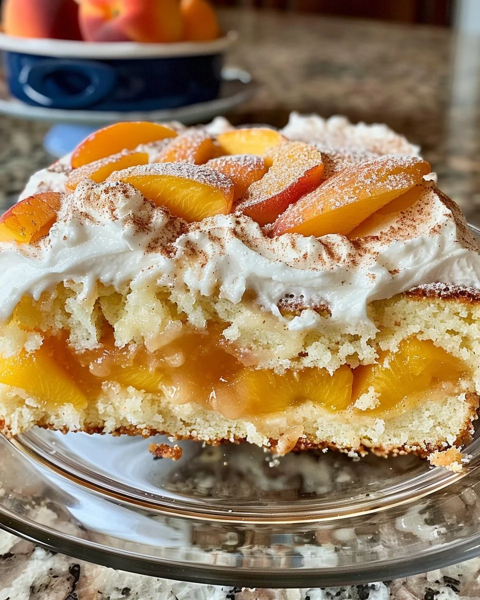 Peach Cobbler Pound Cake with Vanilla Cream Cheese Frosting