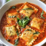 Homemade ravioli sauce served over fresh pasta