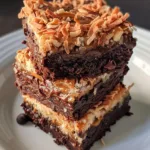 Samoa Brownies 4 Delicious Samoa Brownies layered with chocolate, caramel, and coconut flavors.