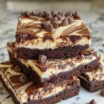 Swirled Cream Cheese Brownies 5 Delicious swirled cream cheese brownies with a rich chocolate and cream cheese topping.