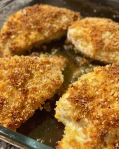 Delicious baked ranch chicken served on a plate with herbs and sides.