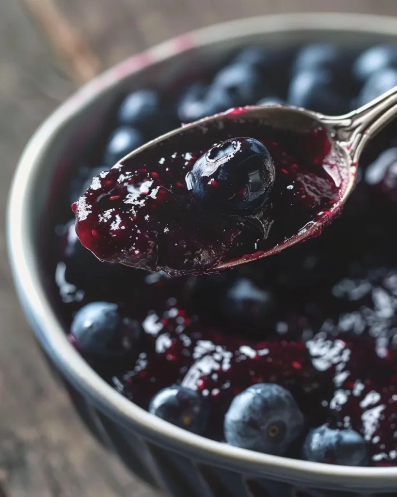 Blueberry Sauce 3 Homemade blueberry sauce in a jar, ready to enhance your desserts and breakfast.