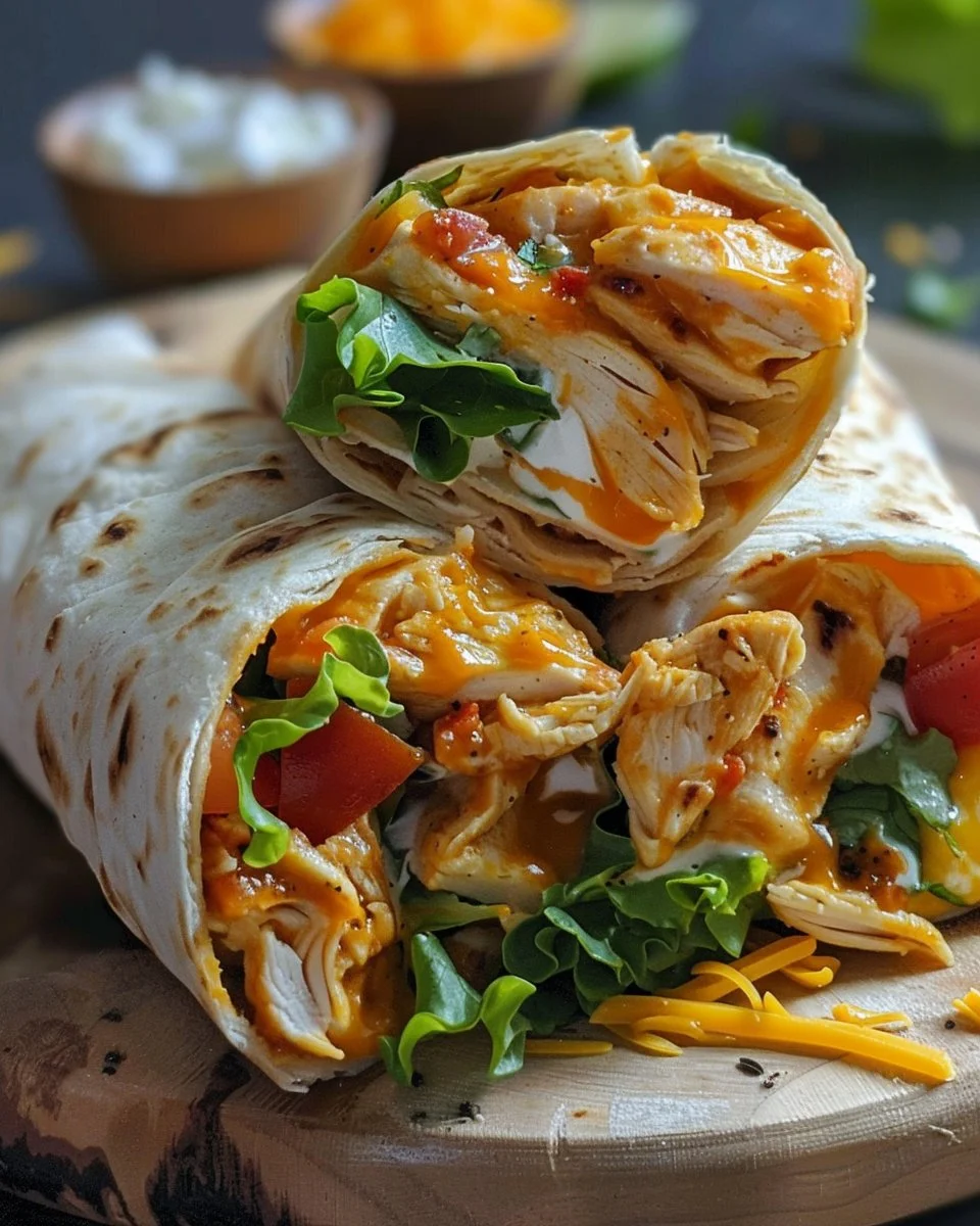 Cheesy Garlic Chicken Wraps