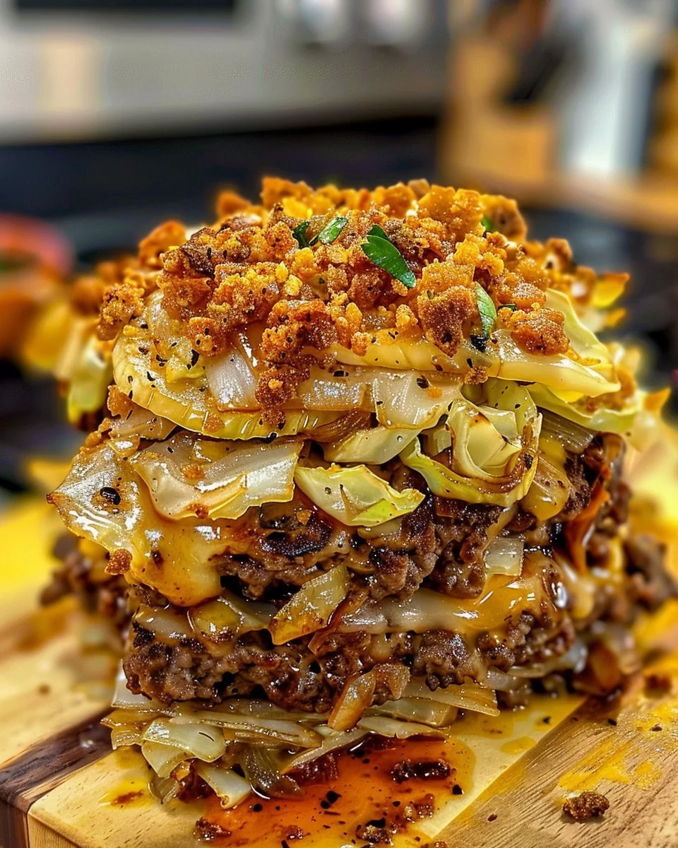 Easy Crispy Cabbage Burger Bake