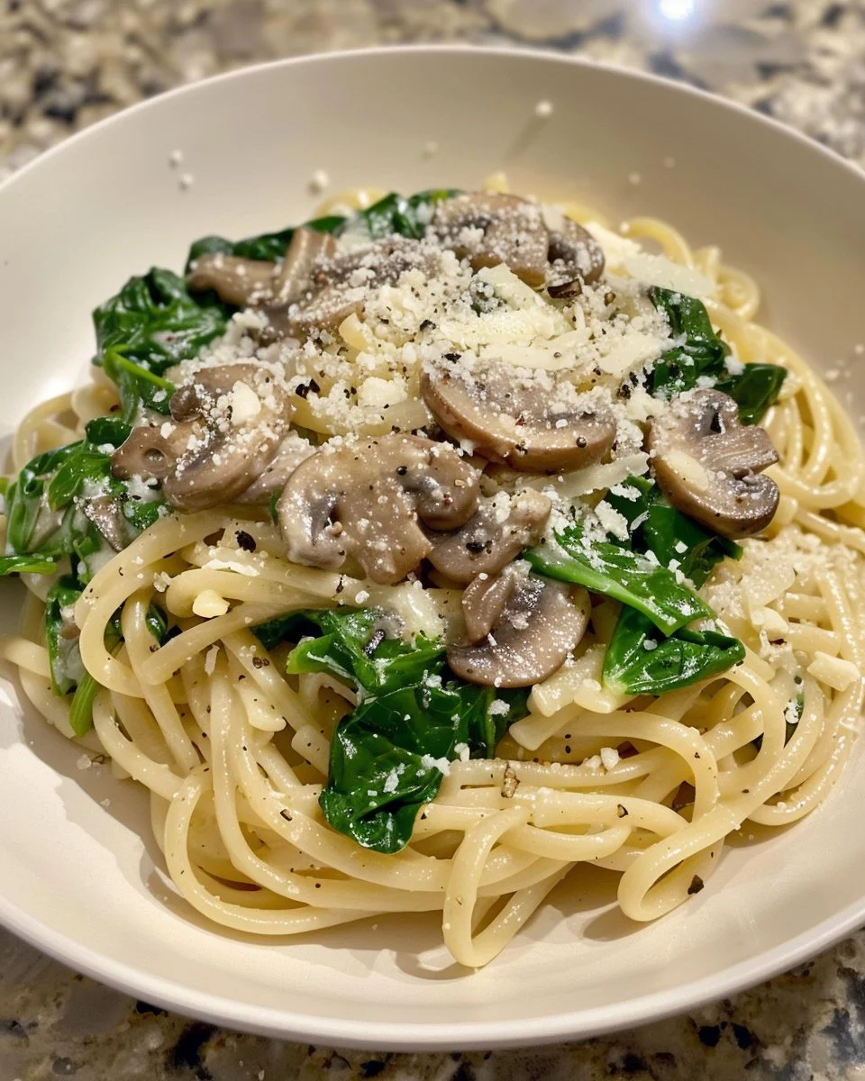 Easy Spinach Mushroom Pasta