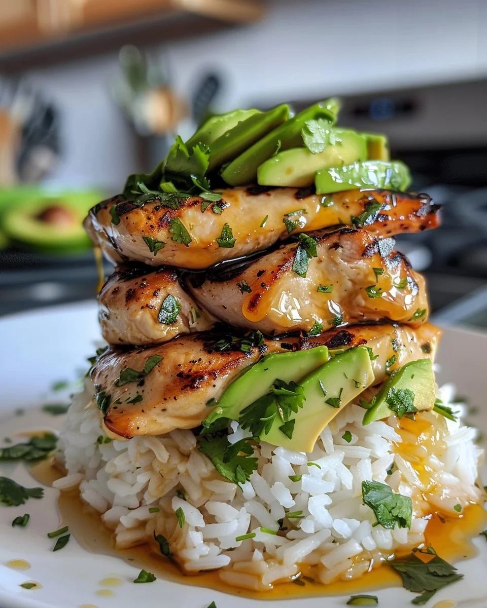 Honey Lime Chicken & Avocado Rice Stack