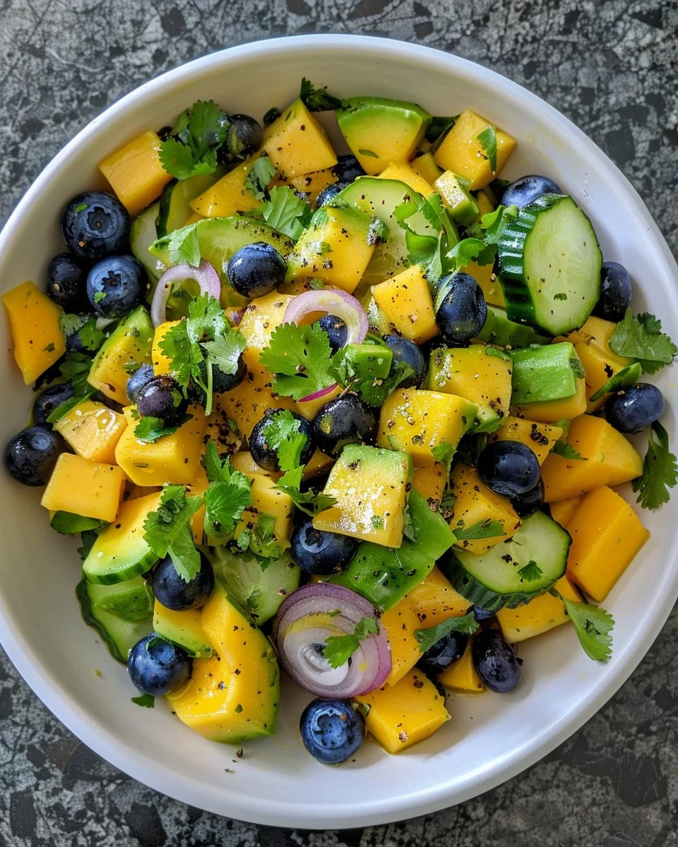 Mango Cucumber Salad with Blueberries and Avocado