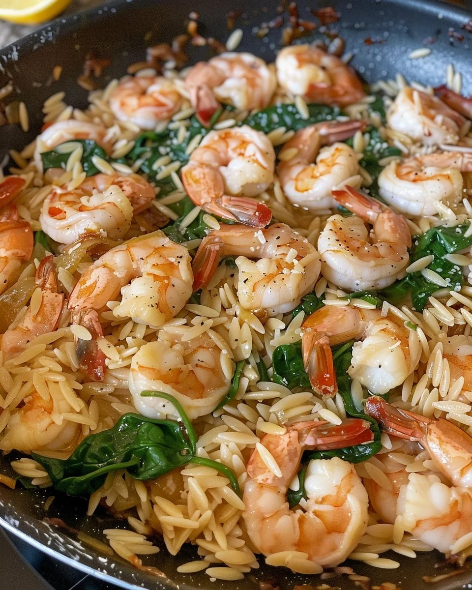 One Pan Parmesan Orzo with Shrimp