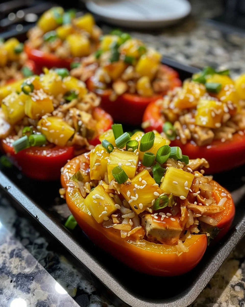 Teriyaki Pineapple Chicken Stuffed Peppers