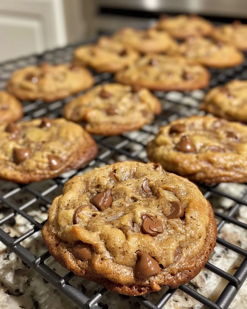 Freshly baked banana bread cookies on a cooling rack