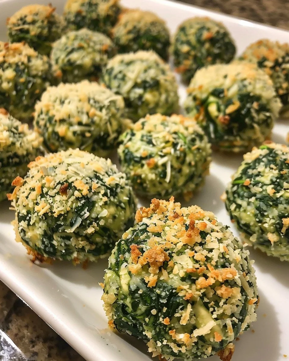 Best Ever Spinach Balls Appetizer 3 Delicious spinach balls appetizer served on a platter