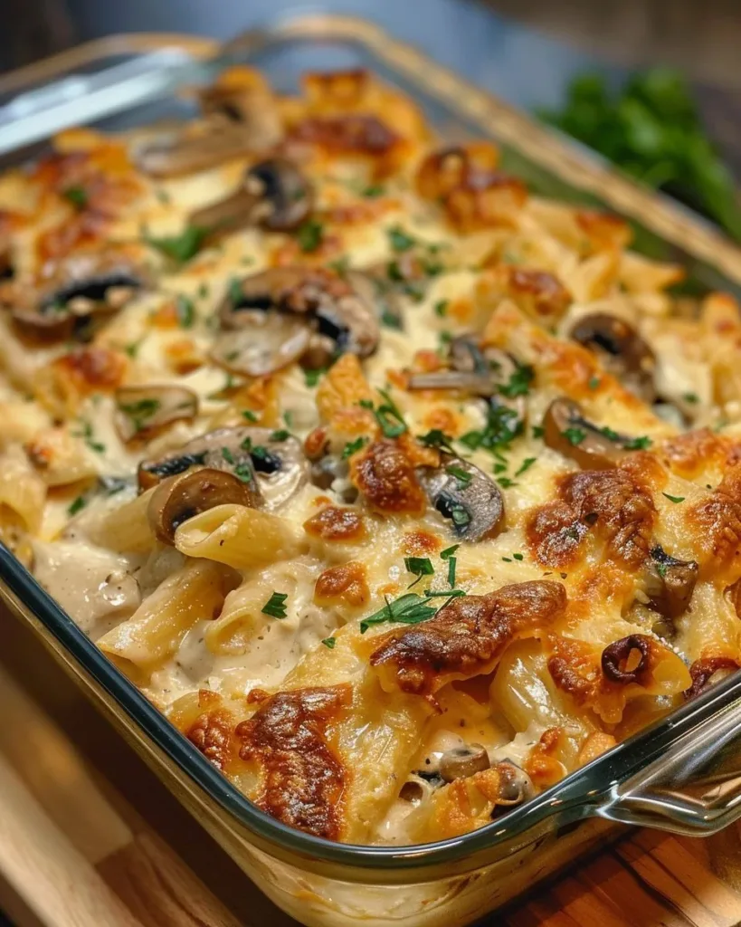 Chicken Marsala Casserole 4 Delicious Chicken Marsala Casserole topped with mushrooms and herbs