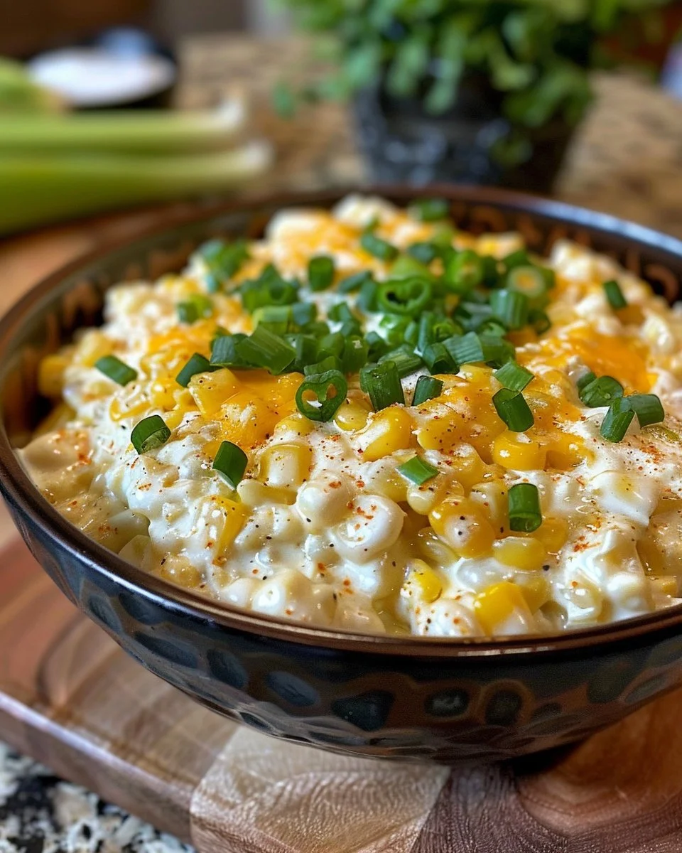 Jalapeño Popper Creamed Corn 3 Delicious jalapeño popper creamed corn served in a bowl